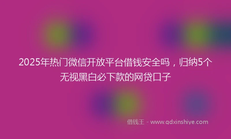 2025年热门微信开放平台借钱安全吗，归纳5个无视黑白必下款的网贷口子
