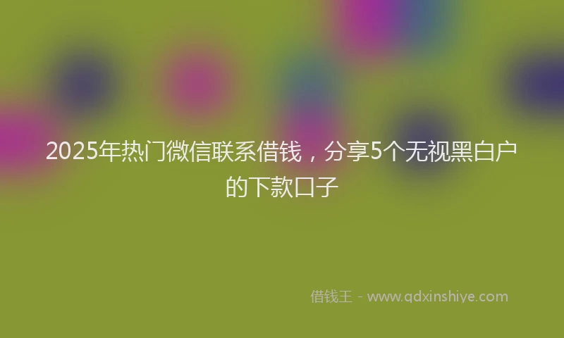 2025年热门微信联系借钱，分享5个无视黑白户的下款口子