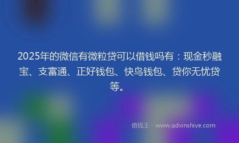 2025年的微信有微粒贷可以借钱吗有：现金秒融宝、支富通、正好钱包、快鸟钱包、贷你无忧贷等。