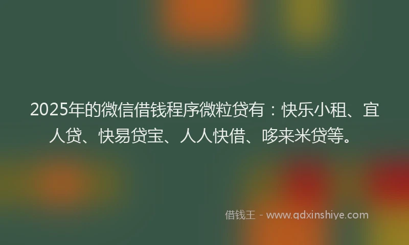 2025年的微信借钱程序微粒贷有：快乐小租、宜人贷、快易贷宝、人人快借、哆来米贷等。