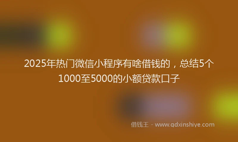 2025年热门微信小程序有啥借钱的，总结5个1000至5000的小额贷款口子