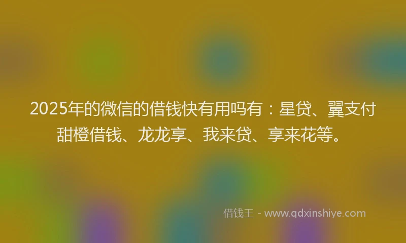 2025年的微信的借钱快有用吗有：星贷、翼支付甜橙借钱、龙龙享、我来贷、享来花等。