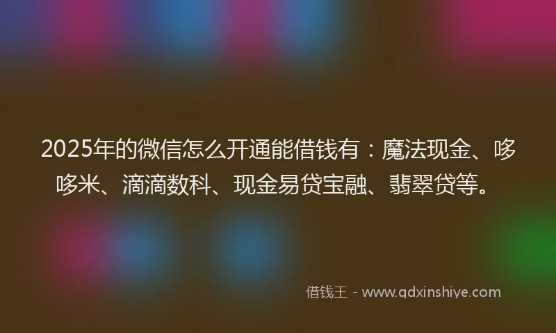 2025年的微信怎么开通能借钱有：魔法现金、哆哆米、滴滴数科、现金易贷宝融、翡翠贷等。