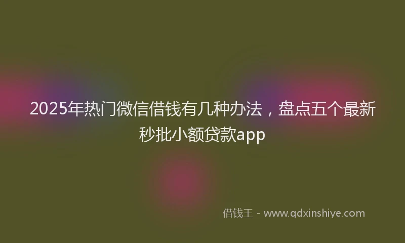 2025年热门微信借钱有几种办法，盘点五个最新秒批小额贷款app