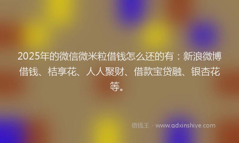 2025年的微信微米粒借钱怎么还的有：新浪微博借钱、桔享花、人人聚财、借款宝贷融、银杏花等。