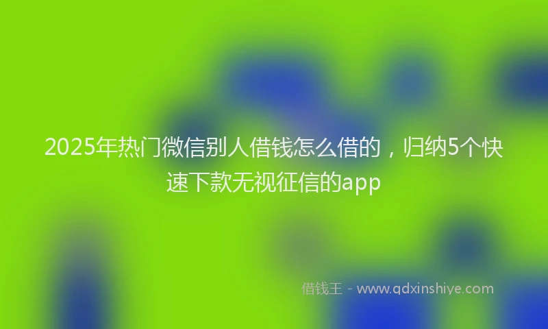 2025年热门微信别人借钱怎么借的，归纳5个快速下款无视征信的app