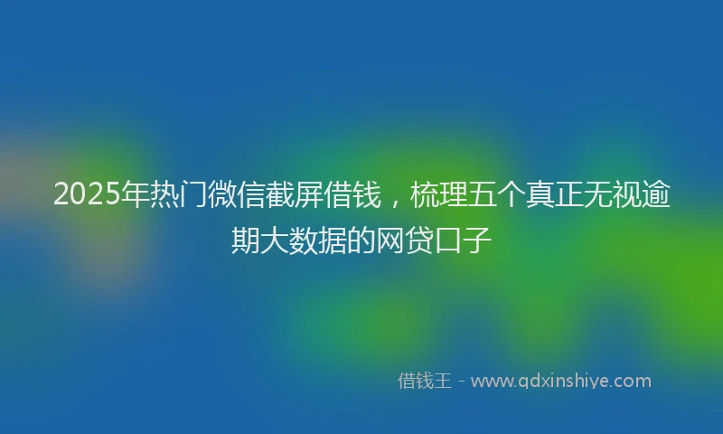 2025年热门微信截屏借钱，梳理五个真正无视逾期大数据的网贷口子