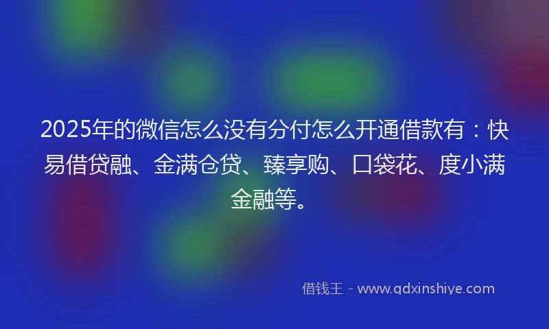 2025年的微信怎么没有分付怎么开通借款有：快易借贷融、金满仓贷、臻享购、口袋花、度小满金融等。