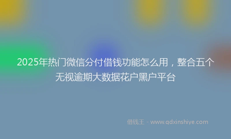 2025年热门微信分付借钱功能怎么用，整合五个无视逾期大数据花户黑户平台