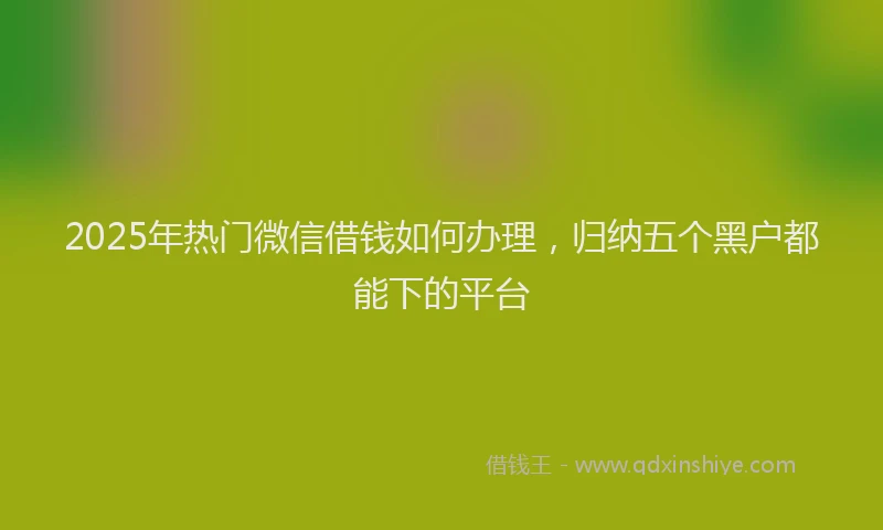 2025年热门微信借钱如何办理，归纳五个黑户都能下的平台