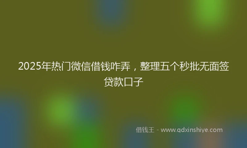 2025年热门微信借钱咋弄，整理五个秒批无面签贷款口子