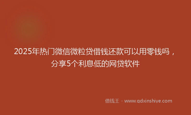 2025年热门微信微粒贷借钱还款可以用零钱吗，分享5个利息低的网贷软件