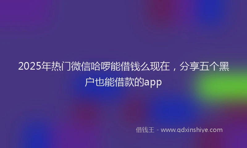 2025年热门微信哈啰能借钱么现在，分享五个黑户也能借款的app