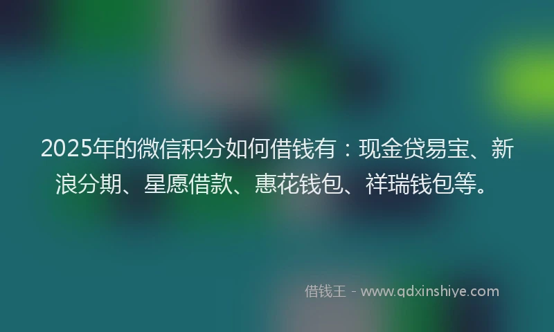 2025年的微信积分如何借钱有：现金贷易宝、新浪分期、星愿借款、惠花钱包、祥瑞钱包等。