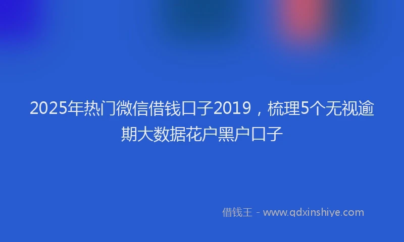 2025年热门微信借钱口子2019，梳理5个无视逾期大数据花户黑户口子