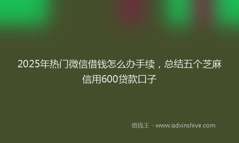 2025年热门微信借钱怎么办手续，总结五个芝麻信用600贷款口子