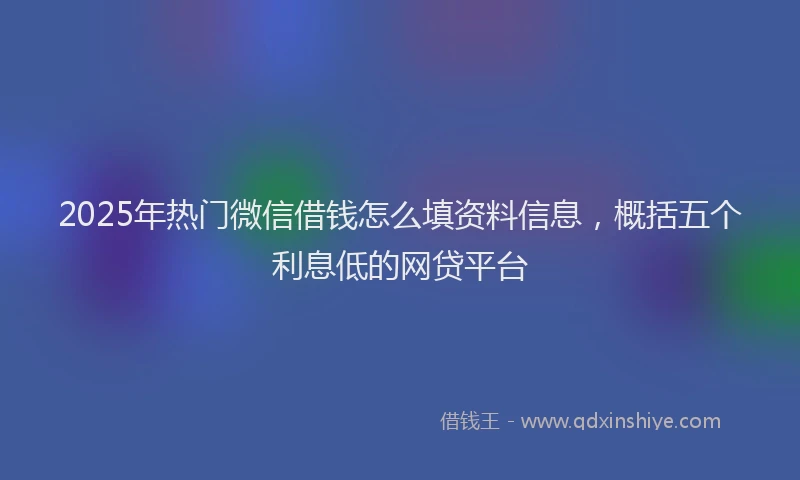 2025年热门微信借钱怎么填资料信息，概括五个利息低的网贷平台