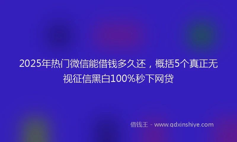 2025年热门微信能借钱多久还，概括5个真正无视征信黑白100%秒下网贷