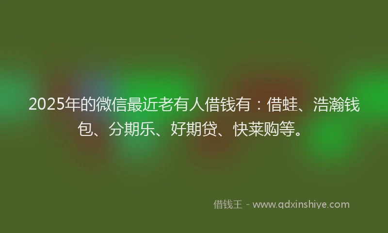 2025年的微信最近老有人借钱有：借蛙、浩瀚钱包、分期乐、好期贷、快莱购等。