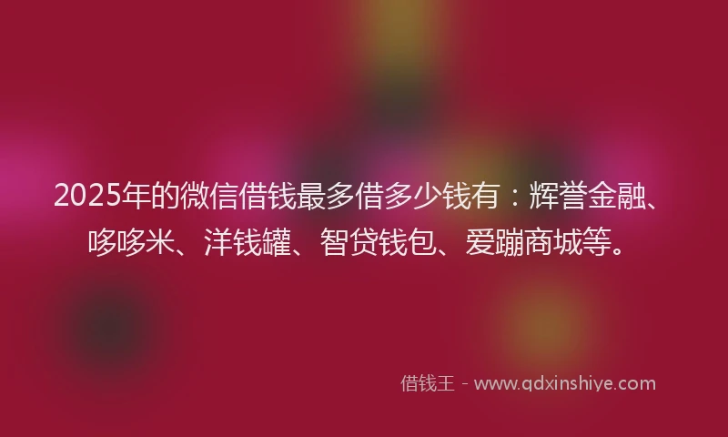 2025年的微信借钱最多借多少钱有：辉誉金融、哆哆米、洋钱罐、智贷钱包、爱蹦商城等。