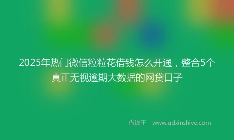 2025年热门微信粒粒花借钱怎么开通，整合5个真正无视逾期大数据的网贷口子