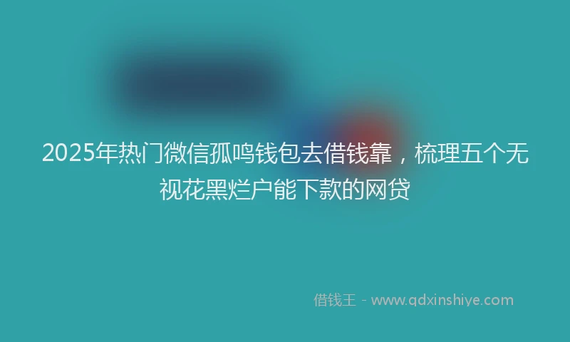 2025年热门微信孤鸣钱包去借钱靠，梳理五个无视花黑烂户能下款的网贷