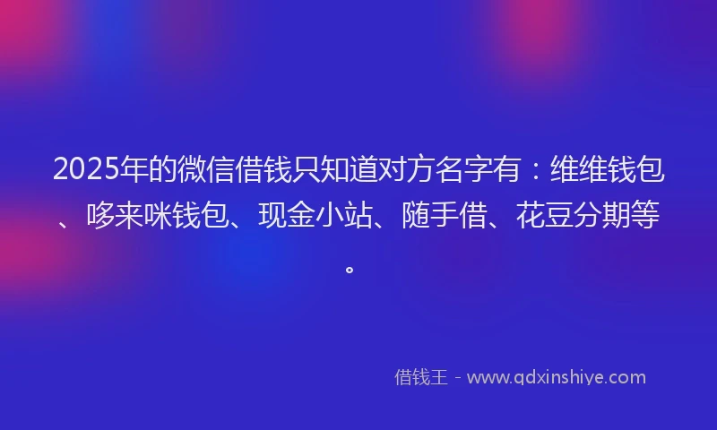 2025年的微信借钱只知道对方名字有：维维钱包、哆来咪钱包、现金小站、随手借、花豆分期等。