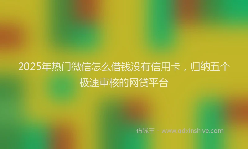 2025年热门微信怎么借钱没有信用卡，归纳五个极速审核的网贷平台