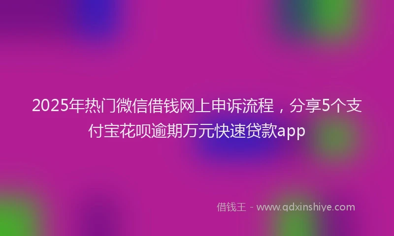 2025年热门微信借钱网上申诉流程，分享5个支付宝花呗逾期万元快速贷款app