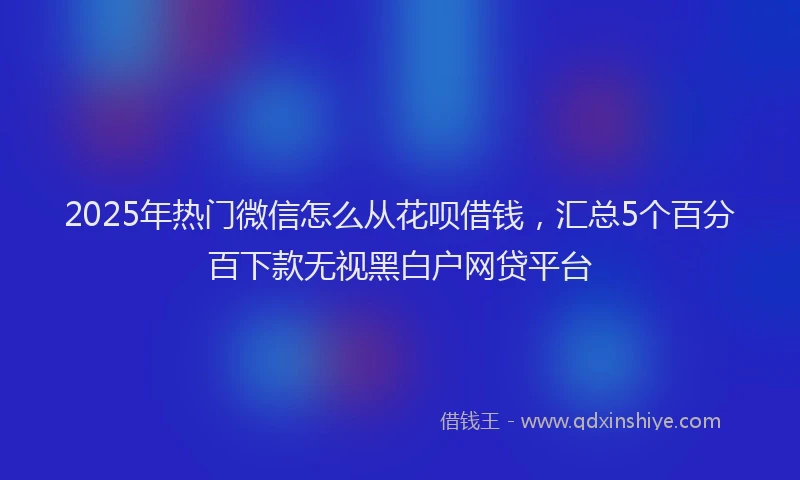 2025年热门微信怎么从花呗借钱，汇总5个百分百下款无视黑白户网贷平台