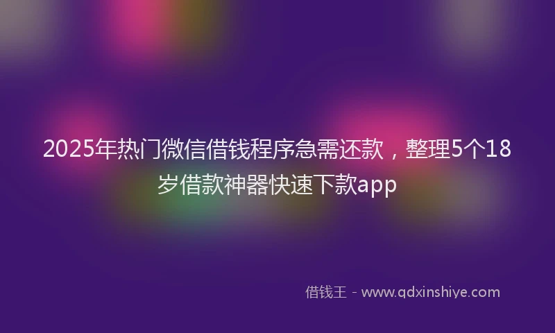 2025年热门微信借钱程序急需还款，整理5个18岁借款神器快速下款app