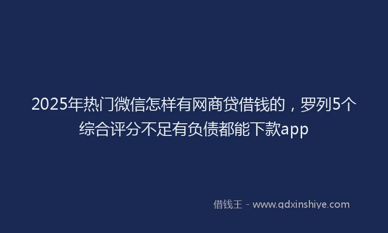 2025年热门微信怎样有网商贷借钱的，罗列5个综合评分不足有负债都能下款app