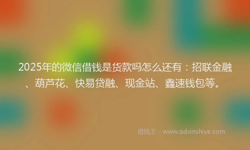 2025年的微信借钱是货款吗怎么还有：招联金融、葫芦花、快易贷融、现金站、鑫速钱包等。