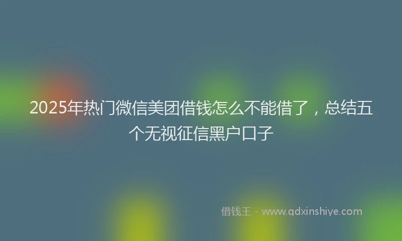 2025年热门微信美团借钱怎么不能借了，总结五个无视征信黑户口子