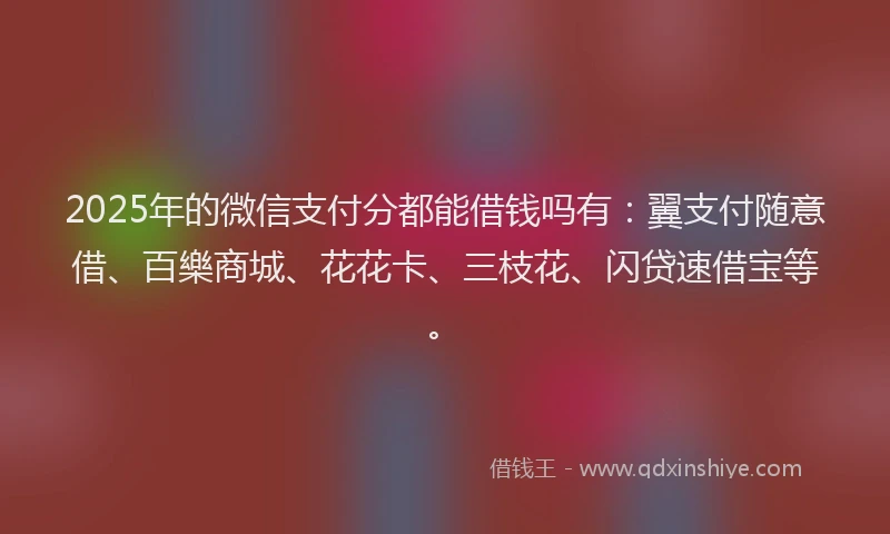 2025年的微信支付分都能借钱吗有：翼支付随意借、百樂商城、花花卡、三枝花、闪贷速借宝等。