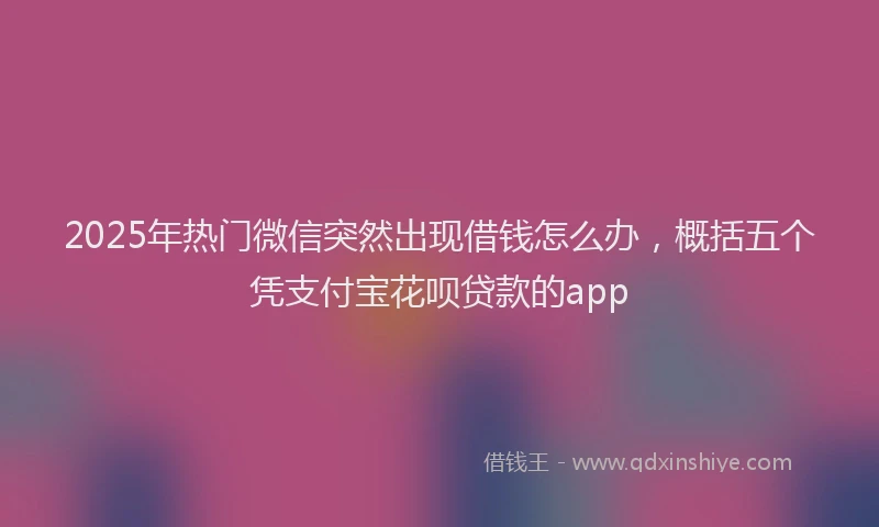 2025年热门微信突然出现借钱怎么办，概括五个凭支付宝花呗贷款的app