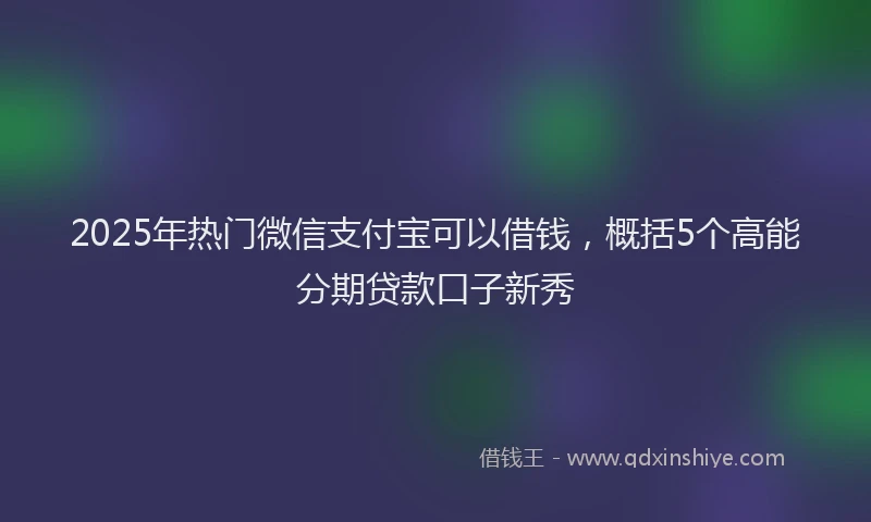 2025年热门微信支付宝可以借钱，概括5个高能分期贷款口子新秀