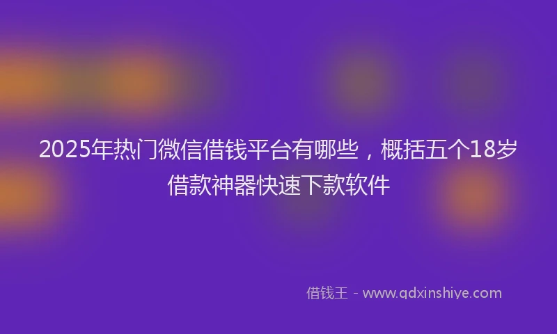 2025年热门微信借钱平台有哪些，概括五个18岁借款神器快速下款软件