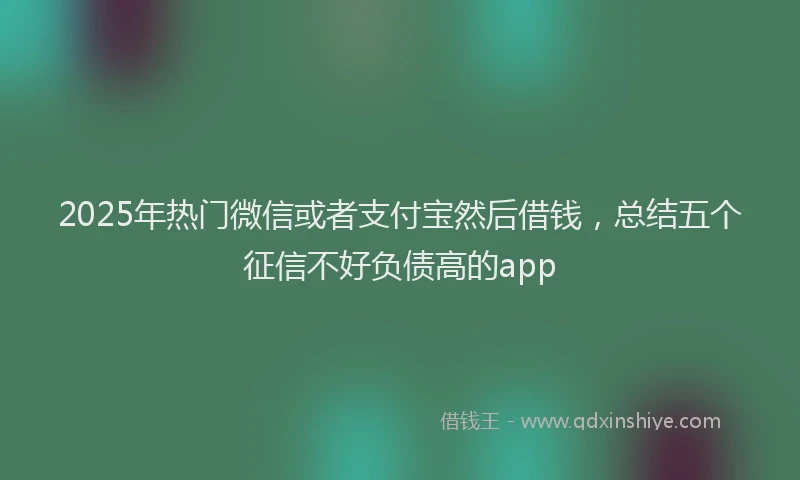 2025年热门微信或者支付宝然后借钱，总结五个征信不好负债高的app