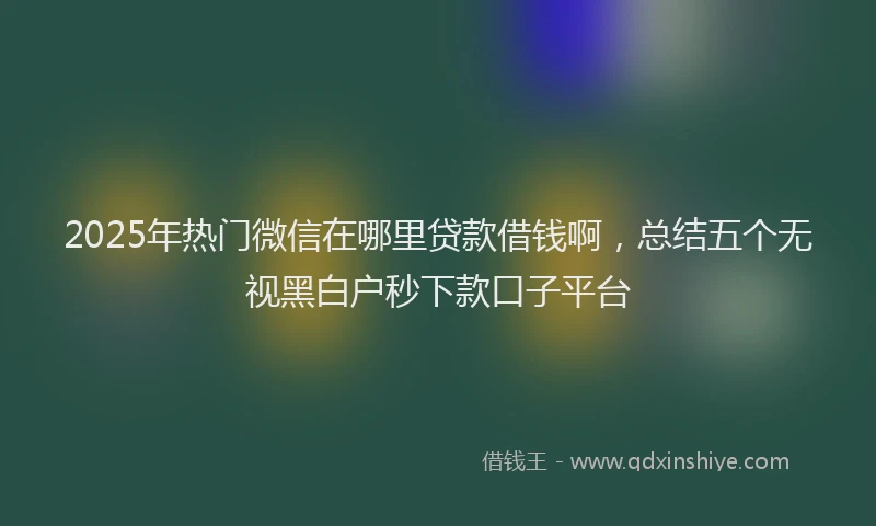 2025年热门微信在哪里贷款借钱啊，总结五个无视黑白户秒下款口子平台