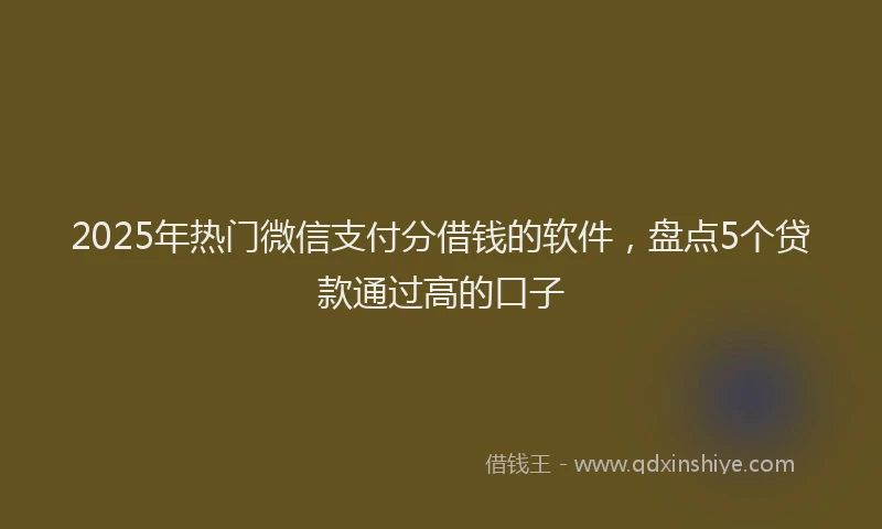 2025年热门微信支付分借钱的软件，盘点5个贷款通过高的口子