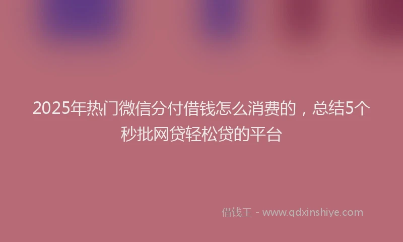 2025年热门微信分付借钱怎么消费的，总结5个秒批网贷轻松贷的平台