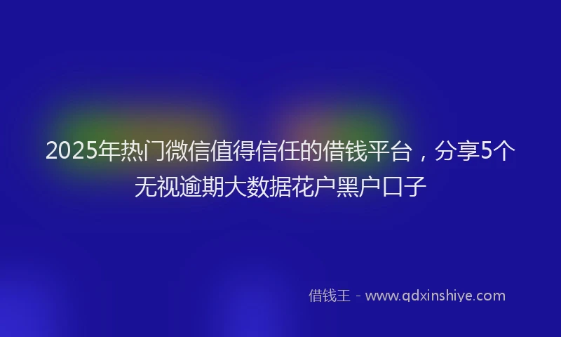 2025年热门微信值得信任的借钱平台，分享5个无视逾期大数据花户黑户口子