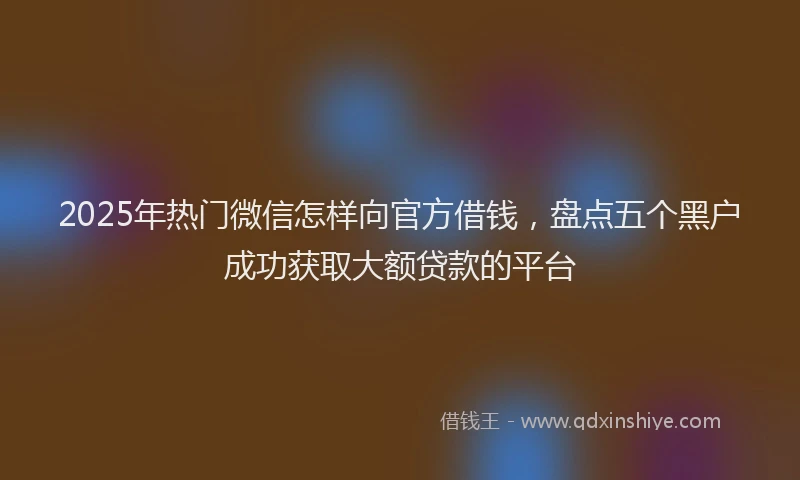 2025年热门微信怎样向官方借钱，盘点五个黑户成功获取大额贷款的平台