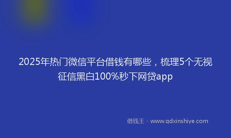 2025年热门微信平台借钱有哪些，梳理5个无视征信黑白100%秒下网贷app
