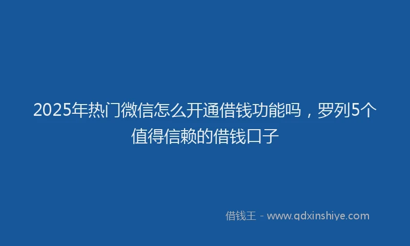 2025年热门微信怎么开通借钱功能吗，罗列5个值得信赖的借钱口子