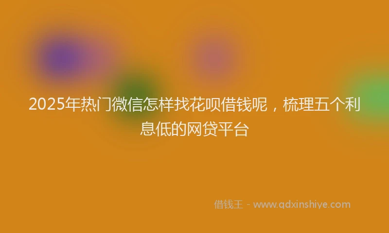 2025年热门微信怎样找花呗借钱呢，梳理五个利息低的网贷平台