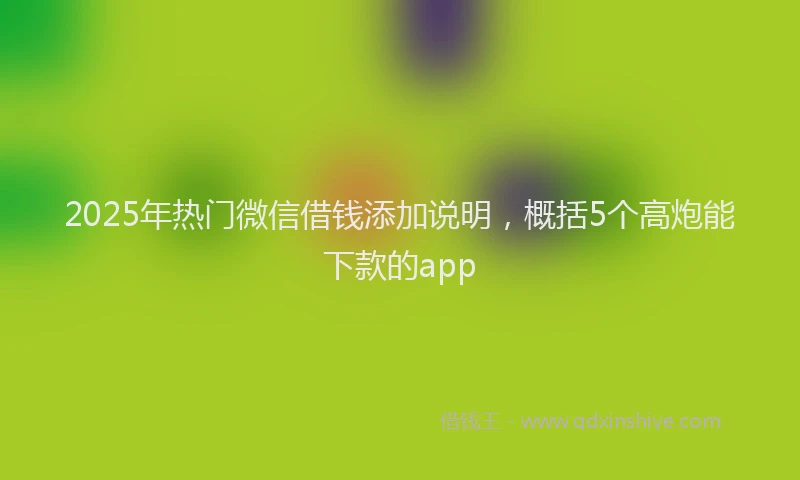 2025年热门微信借钱添加说明，概括5个高炮能下款的app
