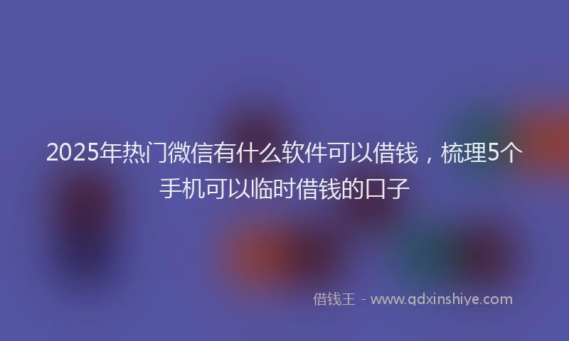2025年热门微信有什么软件可以借钱，梳理5个手机可以临时借钱的口子
