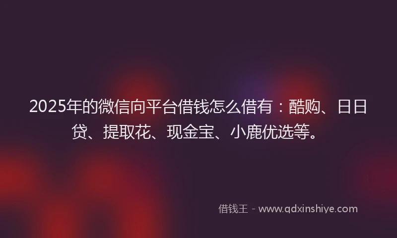 2025年的微信向平台借钱怎么借有：酷购、日日贷、提取花、现金宝、小鹿优选等。